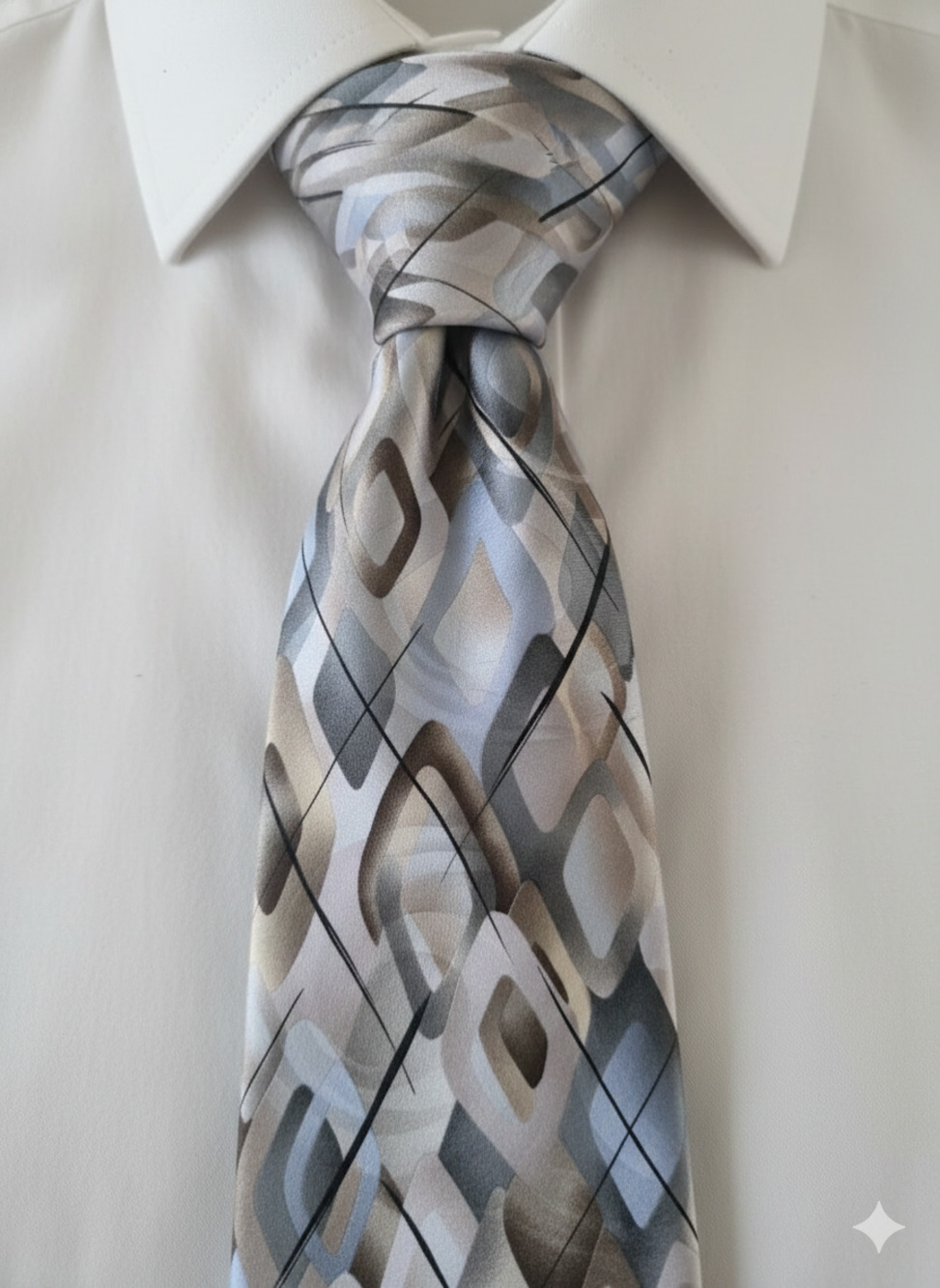 J. Garcia Collectors Edition - Carousel - silver tan blue silk tie - 60"
